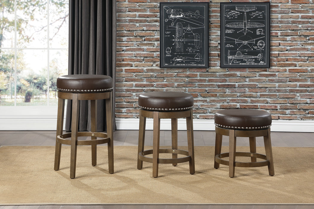 Westby Round Swivel Pub Height Stool, Brown in Brown - 5681BRW-29 - FAMSA Furniture (TX)