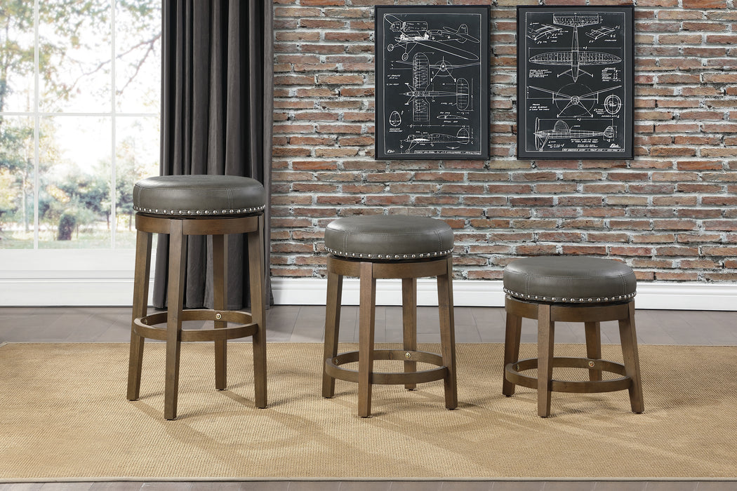 Westby Round Swivel Pub Height Stool, Gray in Gray/Brown - 5681GRY-29 - FAMSA Furniture (TX)