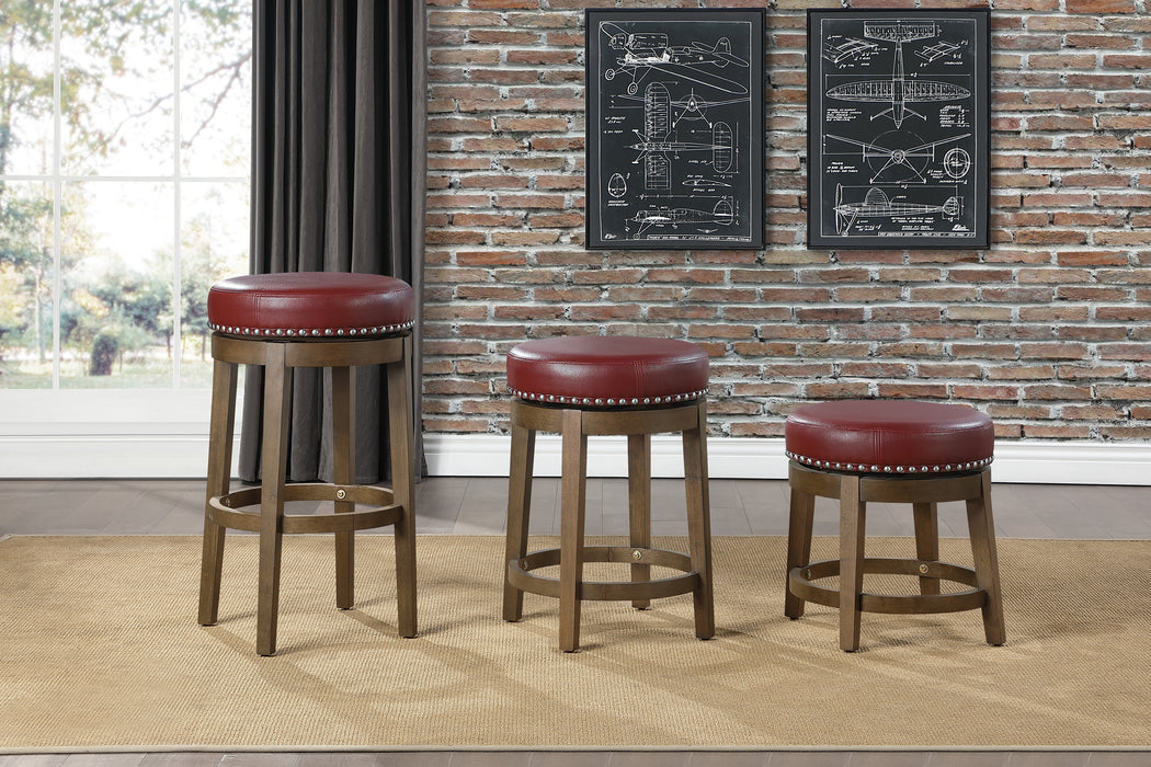 Westby Round Swivel Stool, Red in Red/Brown - 5681RED-18 - FAMSA Furniture (TX)