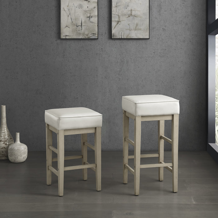 Pittsville Pub Height Stool in White/Beige - 5684WH-29 - FAMSA Furniture (TX)