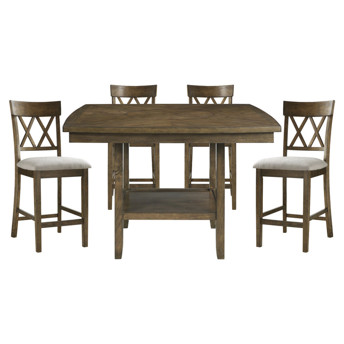 Balin 5pc Set (TB+4S) in Brown/Oak - 5716RFAK-36*5 - FAMSA Furniture (TX)