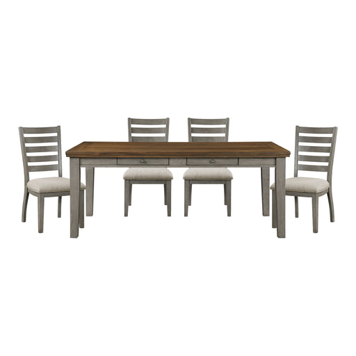 Tigard 5pc Set (TB+4S) in Beige/Cherry/Gray - 5761GY-78*5 - FAMSA Furniture (TX)