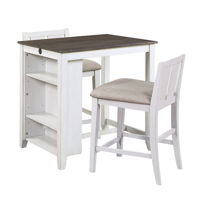 Daye 3-Piece Pack Counter Height Set in Cherry/White/Gray - 5773WH-32 - FAMSA Furniture (TX)