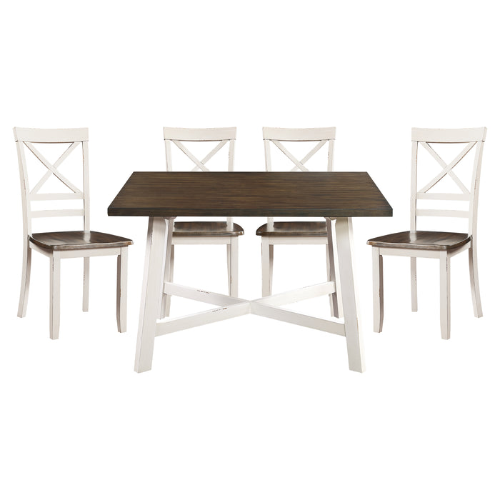 Troy 5-Piece Pack Dinette Set in Cherry/White - 5777WH - FAMSA Furniture (TX)