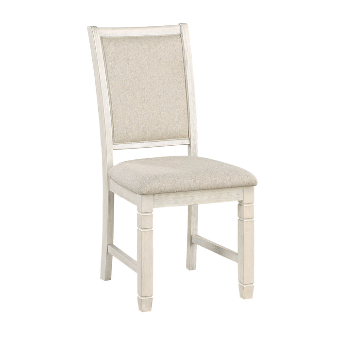 Asher 5pc Set (TB+4S) in Brown/White/Beige - 5800WH-48RD*5 - FAMSA Furniture (TX)