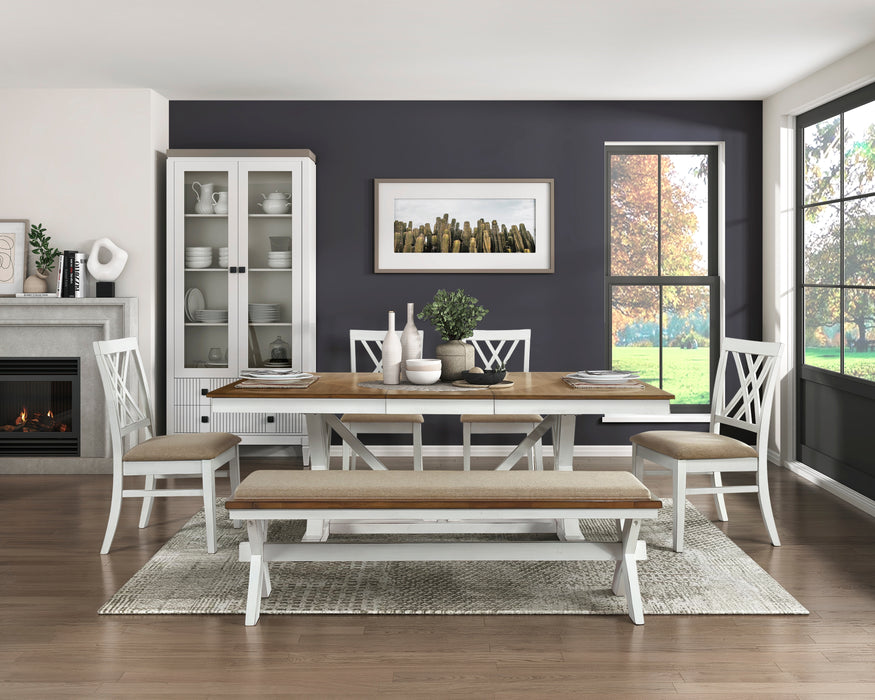 Brunson Side Chair in White/Brown - 5865S - FAMSA Furniture (TX)