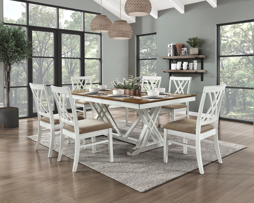 Brunson Side Chair in White/Brown - 5865S - FAMSA Furniture (TX)