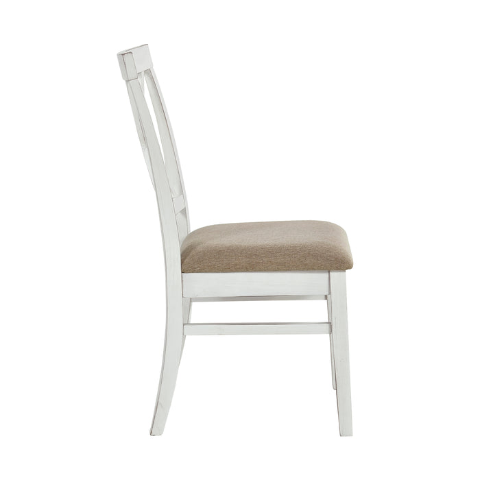 Brunson Side Chair in White/Brown - 5865S - FAMSA Furniture (TX)