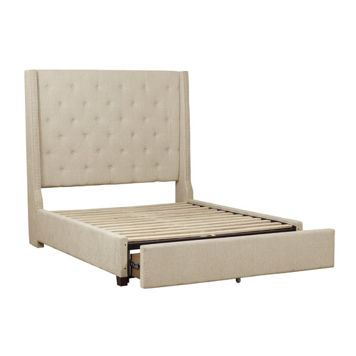 Fairborn Eastern King Platform Bed with Storage Footboard in Beige - 5877KBE-1EKDW - FAMSA Furniture (TX)
