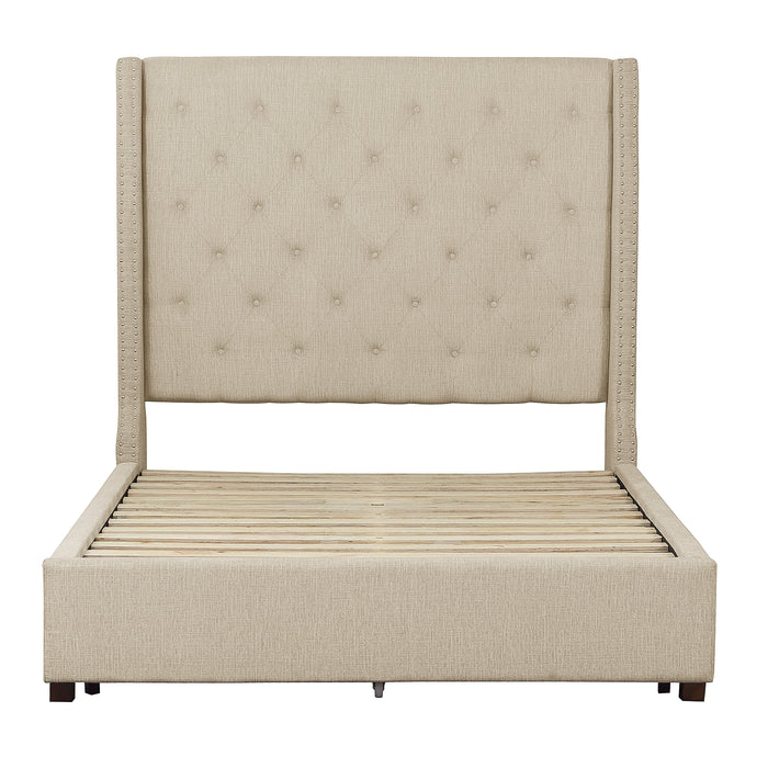 Fairborn Full Platform Bed with Storage Footboard in Beige - 5877FBE-1DW - FAMSA Furniture (TX)
