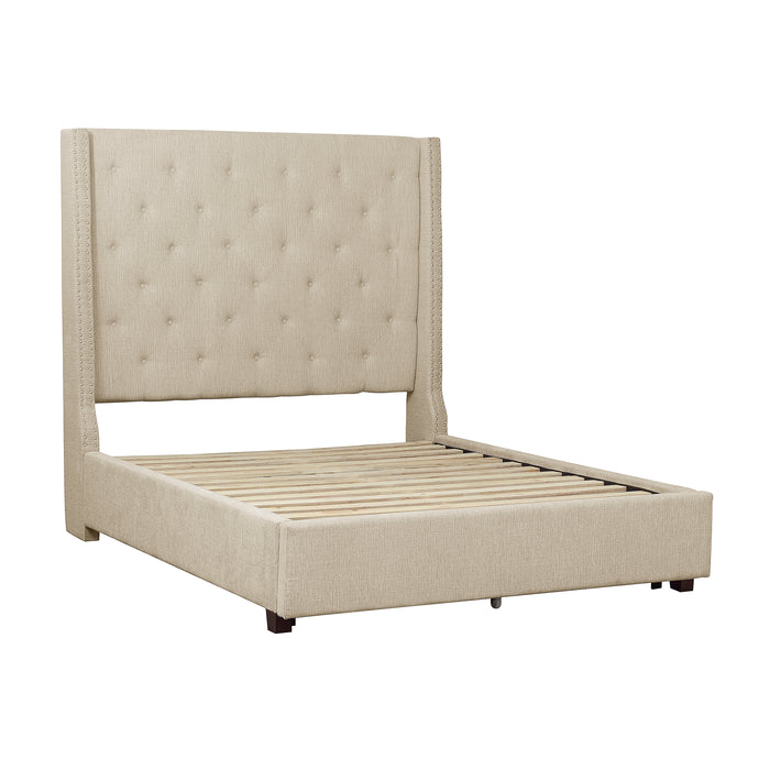 Fairborn Full Platform Bed with Storage Footboard in Beige - 5877FBE-1DW - FAMSA Furniture (TX)
