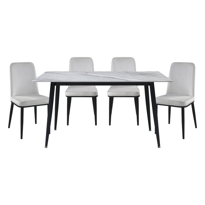 Salerno 5pc Set (TB+4S) in Beige/Black/Gray/White - 5909-59*5BE - FAMSA Furniture (TX)