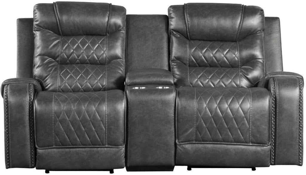Putnam Power Double Reclining Loveseat in Gray 9405GY-2PW