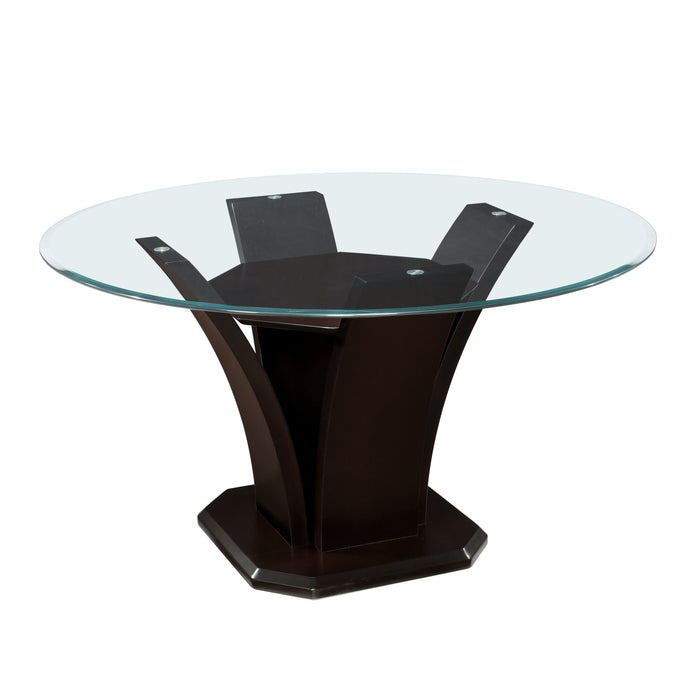 Daisy Round Dining Table, Glass Top in Espresso/Transparent - 710-54* - FAMSA Furniture (TX)