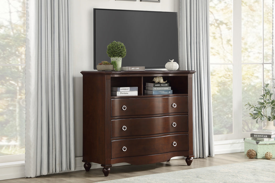 Meghan Media Chest in Cherry/Espresso - 2058C-11 - FAMSA Furniture (TX)