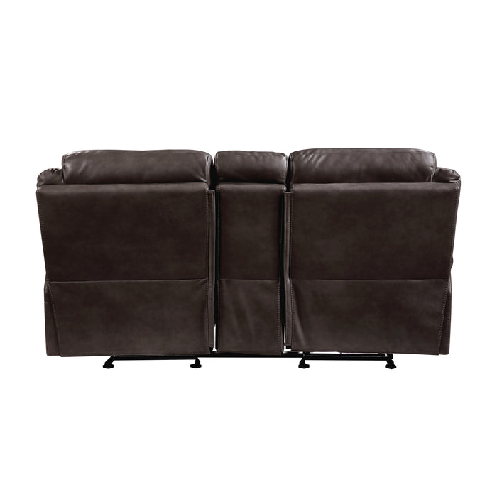 Aram Double Glider Reclining Loveseat with Center Console, Receptacles and USB Ports in Brown - 8206BRW-2 - FAMSA Furniture (TX)