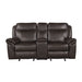 Aram Double Glider Reclining Loveseat with Center Console, Receptacles and USB Ports in Brown - 8206BRW-2 - FAMSA Furniture (TX)