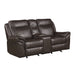 Aram Double Glider Reclining Loveseat with Center Console, Receptacles and USB Ports in Brown - 8206BRW-2 - FAMSA Furniture (TX)