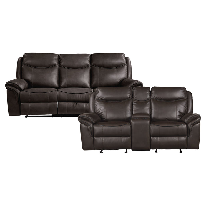 Aram 2pc Set: Sofa, Love in Brown - 8206BRW*2 - FAMSA Furniture (TX)