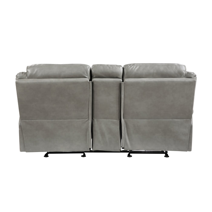 Aram Double Glider Reclining Loveseat with Center Console, Receptacles and USB Ports in Gray - 8206GRY-2 - FAMSA Furniture (TX)