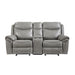 Aram Double Glider Reclining Loveseat with Center Console, Receptacles and USB Ports in Gray - 8206GRY-2 - FAMSA Furniture (TX)