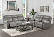Aram Double Glider Reclining Loveseat with Center Console, Receptacles and USB Ports in Gray - 8206GRY-2 - FAMSA Furniture (TX)