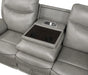 Aram Double Reclining Sofa with Center Drop-Down Cup Holders, Receptacles, Hidden Drawer and USB Ports in Gray - 8206GRY-3 - FAMSA Furniture (TX)
