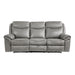 Aram Double Reclining Sofa with Center Drop-Down Cup Holders, Receptacles, Hidden Drawer and USB Ports in Gray - 8206GRY-3 - FAMSA Furniture (TX)