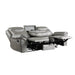 Aram Double Reclining Sofa with Center Drop-Down Cup Holders, Receptacles, Hidden Drawer and USB Ports in Gray - 8206GRY-3 - FAMSA Furniture (TX)
