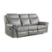 Aram Double Reclining Sofa with Center Drop-Down Cup Holders, Receptacles, Hidden Drawer and USB Ports in Gray - 8206GRY-3 - FAMSA Furniture (TX)