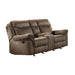 Aram Double Glider Reclining Loveseat with Center Console, Receptacles and USB Ports in Brown - 8206NF-2 - FAMSA Furniture (TX)