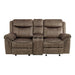 Aram Double Glider Reclining Loveseat with Center Console, Receptacles and USB Ports in Brown - 8206NF-2 - FAMSA Furniture (TX)