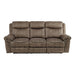 Aram Double Reclining Sofa with Center Drop-Down Cup Holders, Receptacles, Hidden Drawer and USB Ports in Brown - 8206NF-3 - FAMSA Furniture (TX)