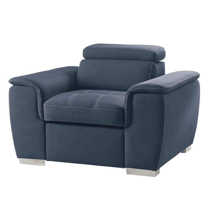 Ferriday Chair with Pull-out Ottoman in Blue - 8228BU-1 - FAMSA Furniture (TX)