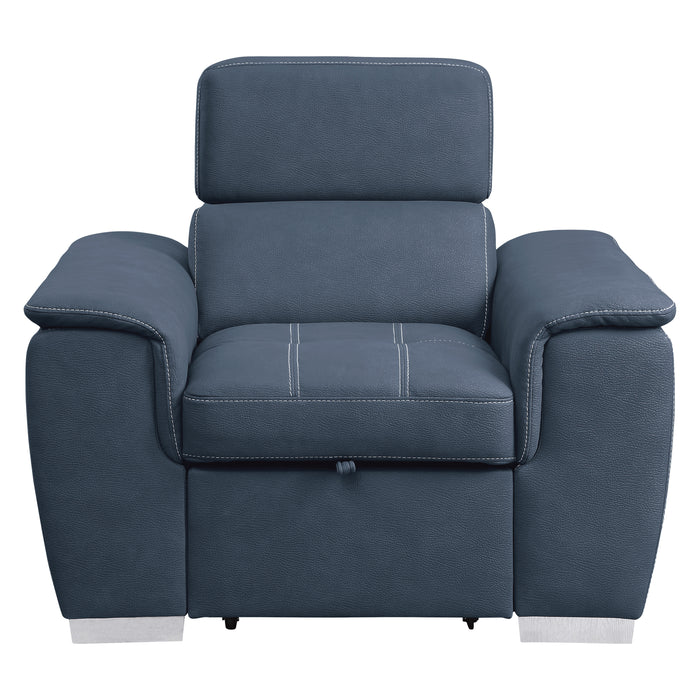 Ferriday Chair with Pull-out Ottoman in Blue - 8228BU-1 - FAMSA Furniture (TX)