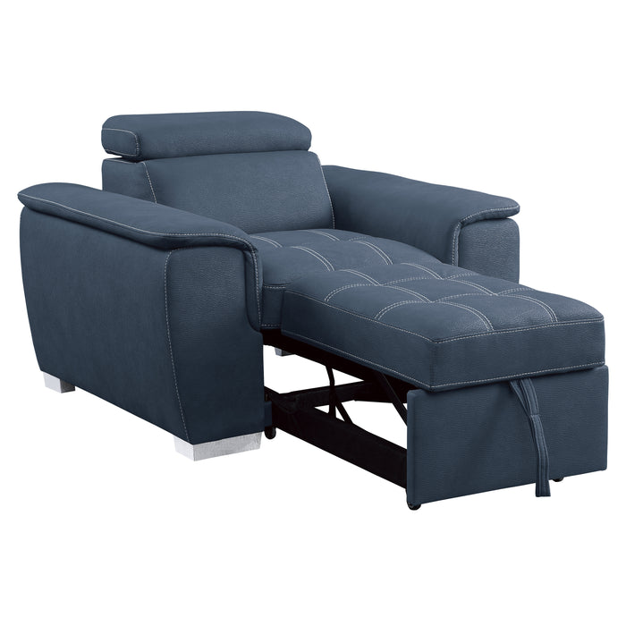 Ferriday Chair with Pull-out Ottoman in Blue - 8228BU-1 - FAMSA Furniture (TX)