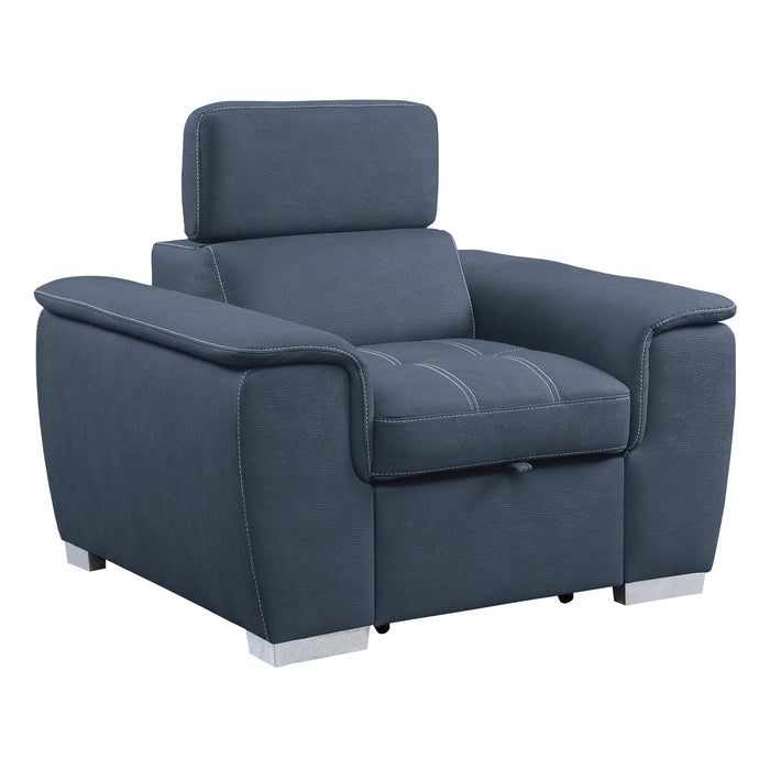 Ferriday Chair with Pull-out Ottoman in Blue - 8228BU-1 - FAMSA Furniture (TX)
