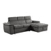 Ferriday 2-Piece Sectional with Adjustable Headrests, Pull-out Bed and Right Chaise with Hidden Storage in Gray - 8228GY* - FAMSA Furniture (TX)