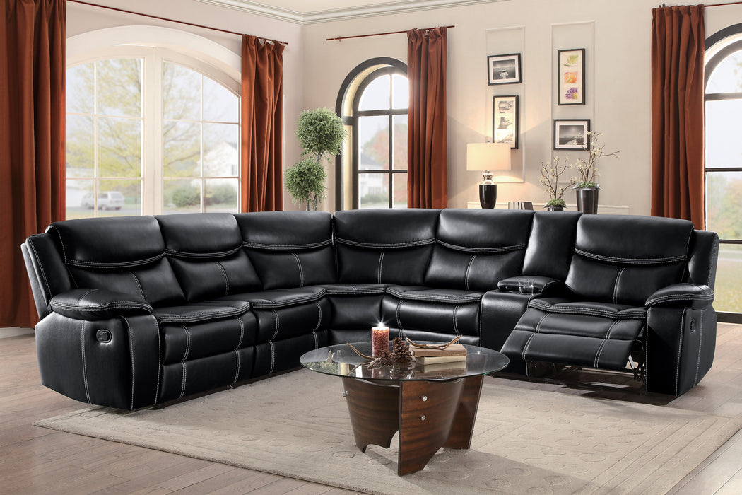 Bastrop 3-Piece Sectional with Right Console in Black - 8230BLK*SC - FAMSA Furniture (TX)