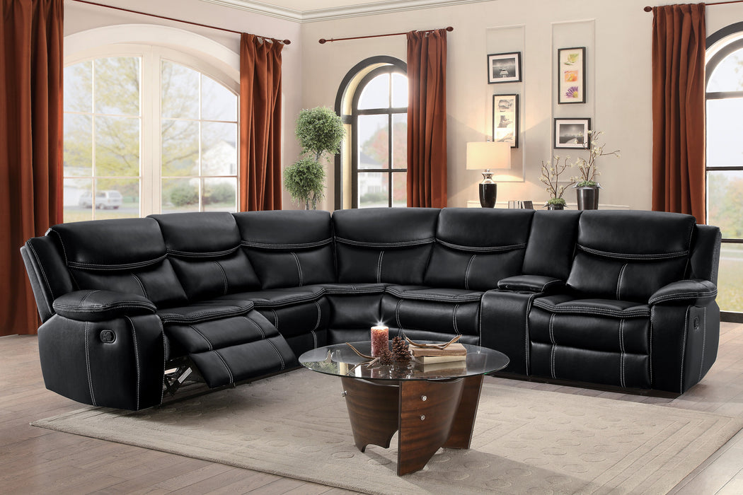 Bastrop 3-Piece Sectional with Right Console in Black - 8230BLK*SC - FAMSA Furniture (TX)