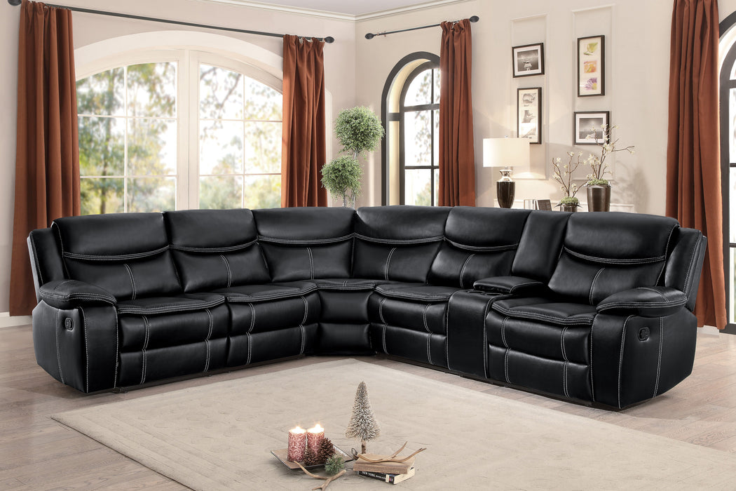 Bastrop 3-Piece Sectional with Right Console in Black - 8230BLK*SC - FAMSA Furniture (TX)