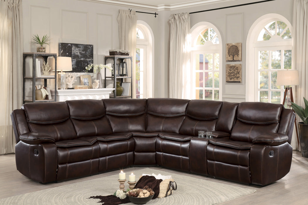 Bastrop 3-Piece Sectional with Right Console in Brown - 8230BRW*SC - FAMSA Furniture (TX)