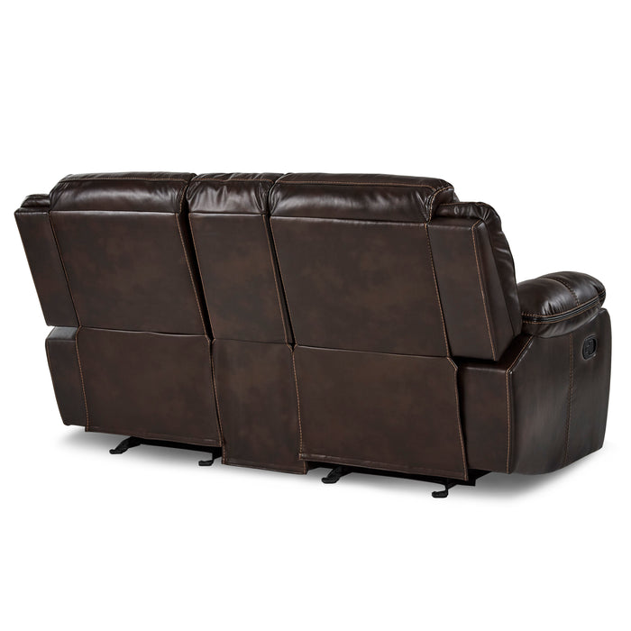 Bastrop Double Glider Reclining Loveseat with Center Console in Brown - 8230BRW-2 - FAMSA Furniture (TX)