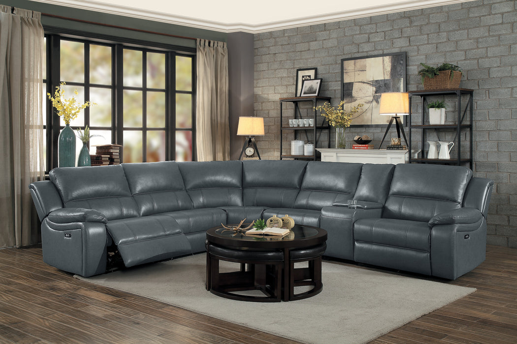 Falun 6-Piece Modular Power Reclining Sectional in Gray - 8260GY*6PW - FAMSA Furniture (TX)