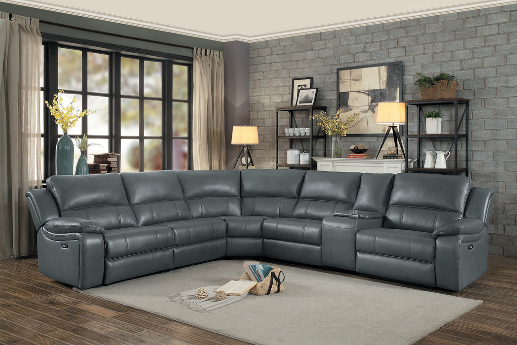 Falun 6-Piece Modular Power Reclining Sectional in Gray - 8260GY*6PW - FAMSA Furniture (TX)