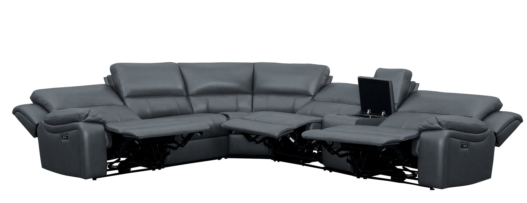 Falun 6-Piece Modular Power Reclining Sectional in Gray - 8260GY*6PW - FAMSA Furniture (TX)