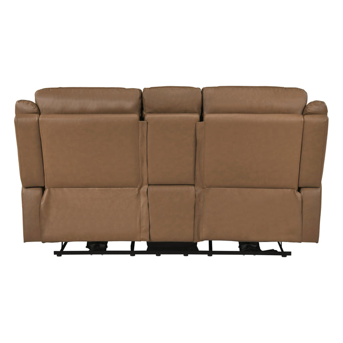 8301BRW-2PW Power Double Reclining Love Seat with Center Console, Hidden Arms Cup Holders, Charging Ports and Wireless Charger image