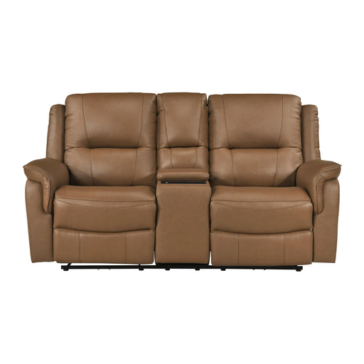 8301BRW-2PW Power Double Reclining Love Seat with Center Console, Hidden Arms Cup Holders, Charging Ports and Wireless Charger image