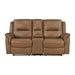 8301BRW-2PW Power Double Reclining Love Seat with Center Console, Hidden Arms Cup Holders, Charging Ports and Wireless Charger image