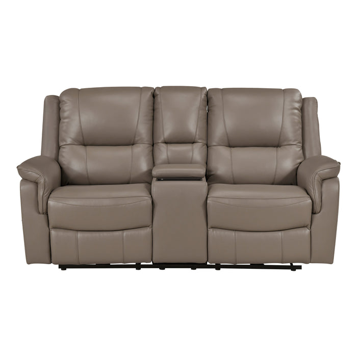 8301DTP-2PW Power Double Reclining Love Seat with Center Console, Hidden Arms Cup Holders, Charging Ports and Wireless Charger image